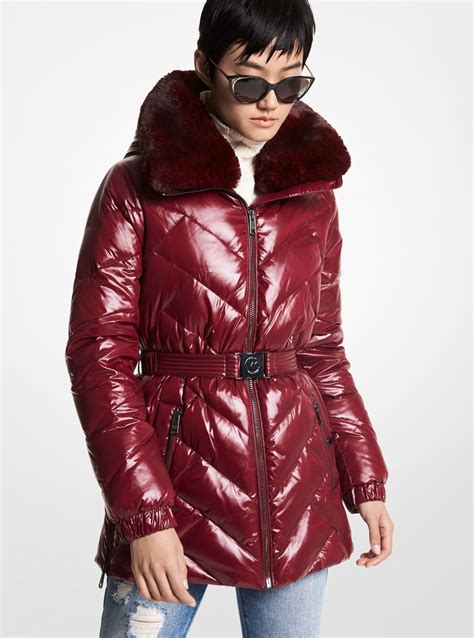 quilted nylon belted puffer coat michael kors|Michael Kors puffer jacket.